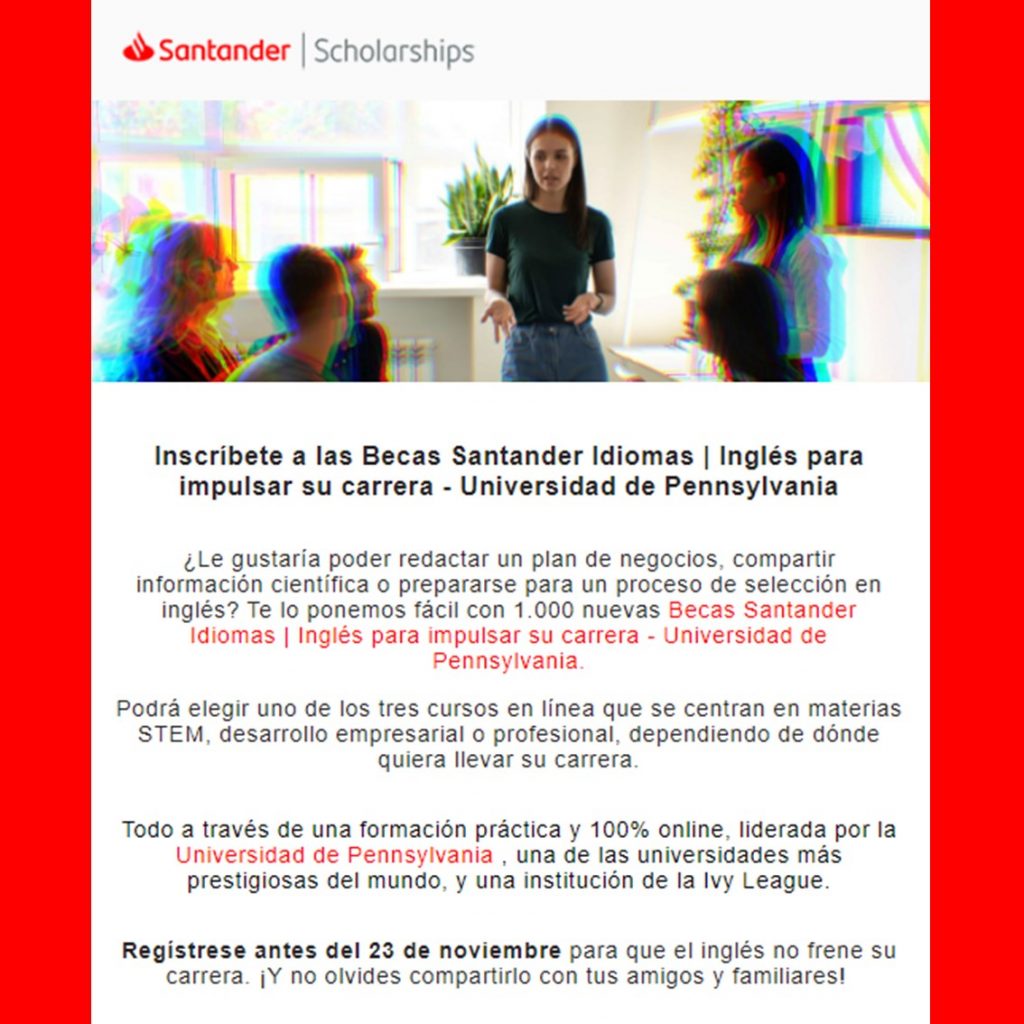 Becas Santander de idioma inglés para impulsar tu carrera - Universidad de  Pensilvania - RRII | UBB